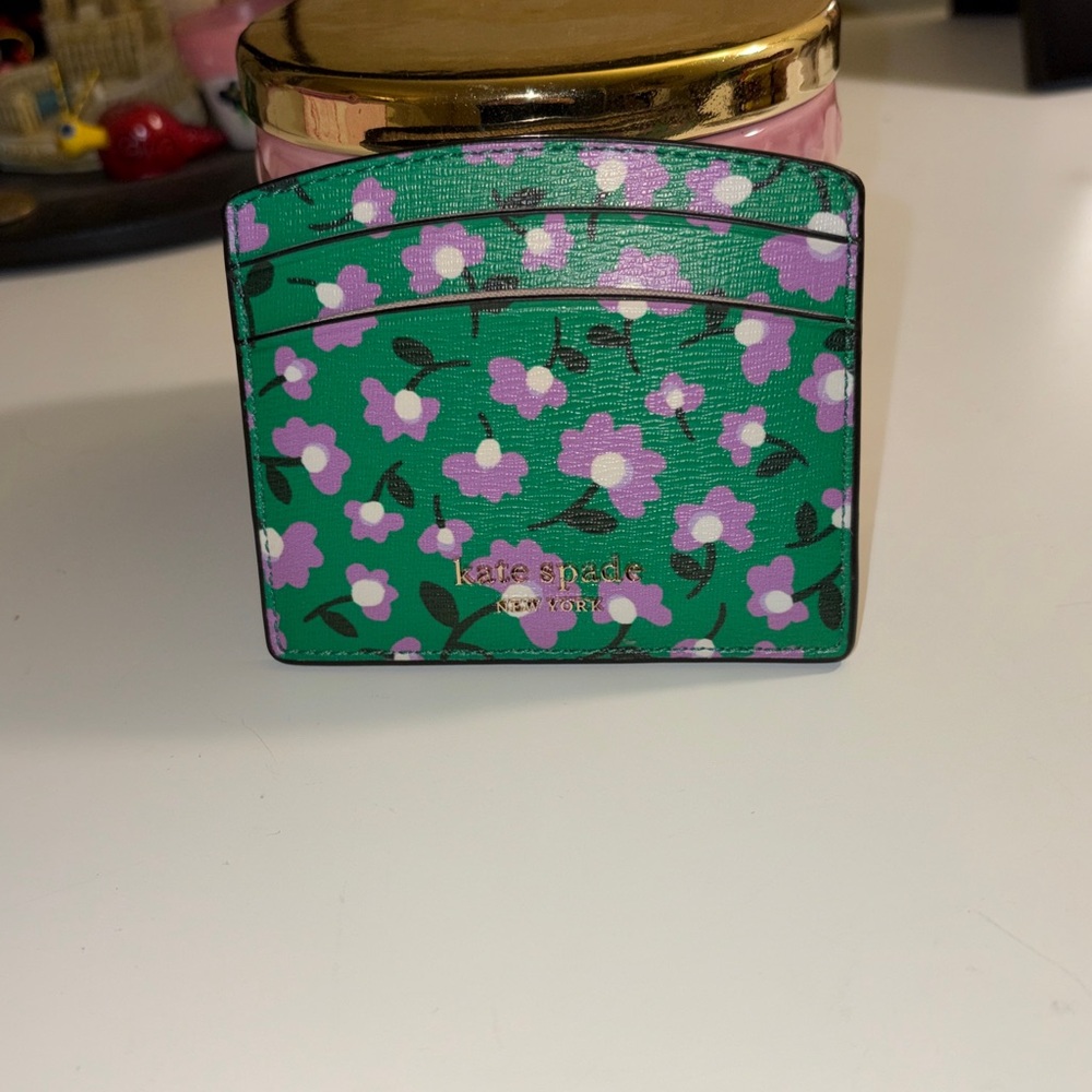 Kate Spade Green and lilac Floral Card Holder